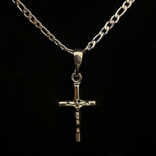 Medium sized crucifix Necklace (Figaro Chain)