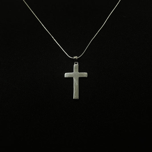 Silver S925 Cross Necklace (Snake Chain)