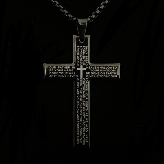 The Lord's Prayer Cross Necklace (Box Chain)