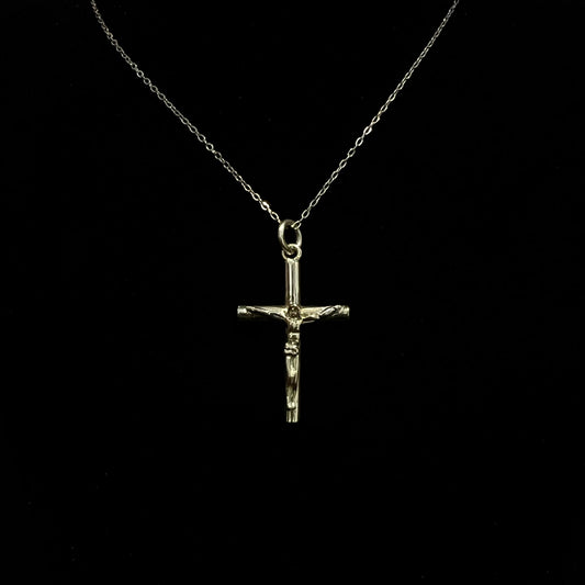 Small Silver Plated Crucifix Necklace (Cable Chain)