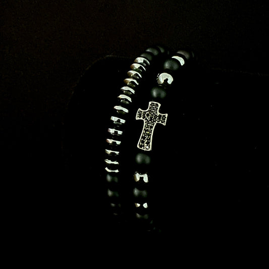 Stone Cross Bracelet 2 Piece